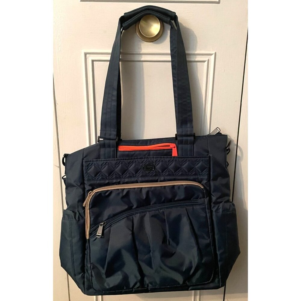 Rare VHTF Lug Ace Midnight Black Red Trim Crossbody Tote Purse Handbag
